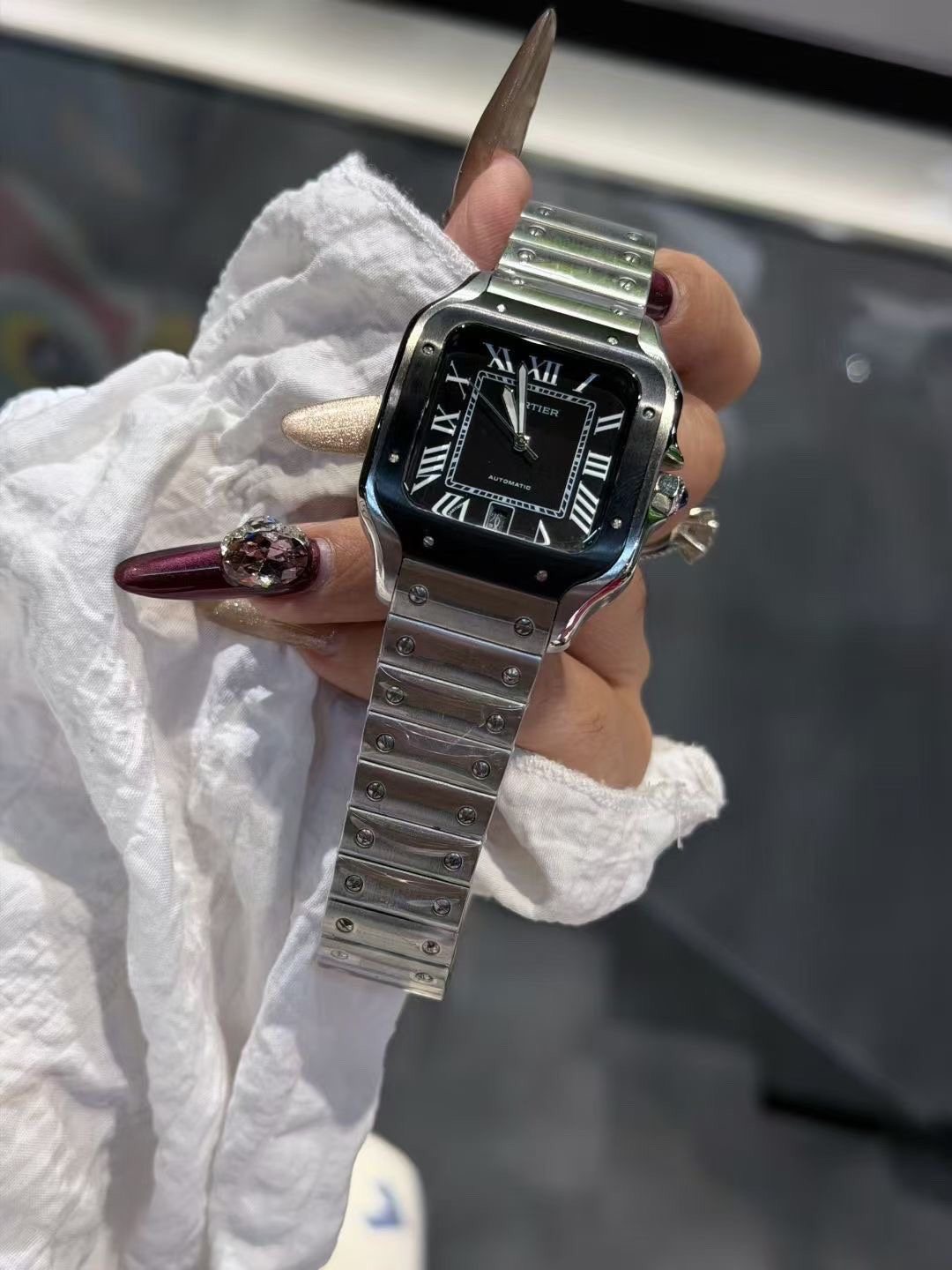 Cartier Black Dial Bracelet Watch — front