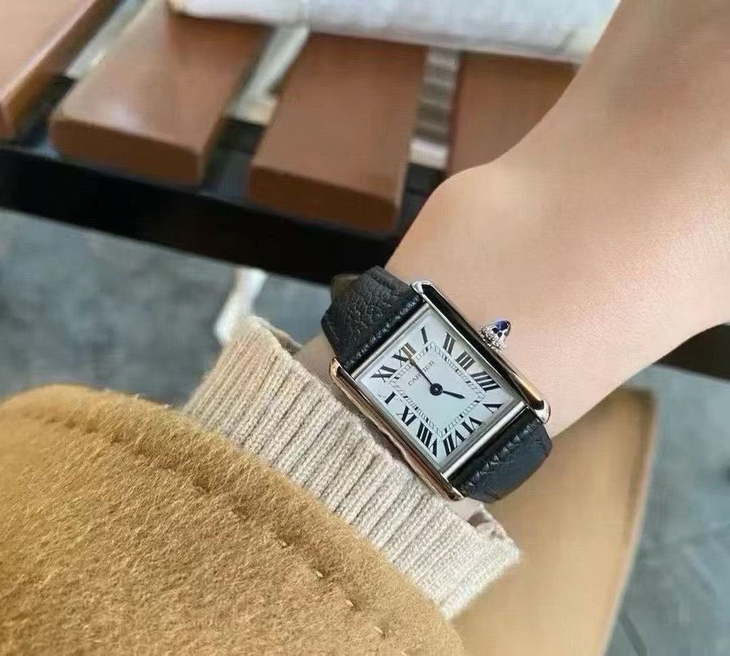 Cartier Black Leather Strap Watch — hero